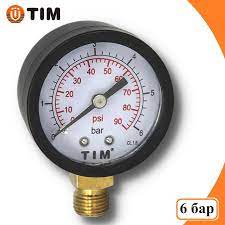 Манометр радиальный 6 бар 1/4 НР, TIM Y-50-6,