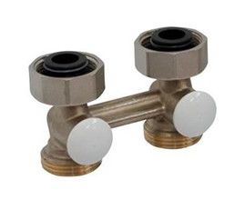 Узел нижнего подключения 20х20 (3/4"x3/4")двухтрубный, прямой компакт. Ek. Giacomini R387L