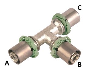 МП Тройник 16х16х26 редукционный пресс, латунь (Comap)  7130RW261616