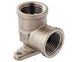 Угольник 15 (1/2") ВН с креплением (водорозетка) латун. никель. Valtec (VTr.751.N.0004)