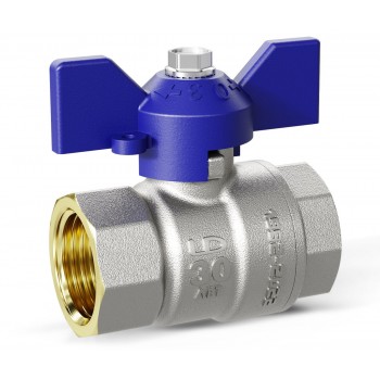 Кран 20 никел. американка бабочка, вода LD Pride (уп.12шт)(blue)