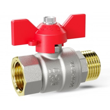 Кран 15 никел. вн/нр бабочка, вода LD Pride (красная) (уп.30шт)