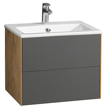 АКВАТОН Тумба-умывальник "Сохо 60" Дуб Веллингтон/Графит Софт 1A258001AJA00