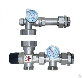 Насосно-смесительный узел для систем отопления (в комплекте: термоголовка, термометр, датчик температуры), JH-1035