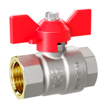 Кран 20 никел. вн/вн бабочка, вода LD Pride (красная) (уп.22шт)