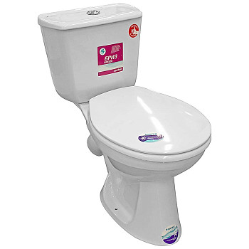 Унитаз-компакт БРИЗ с косым выпуском, однореж. арм., сид. полипропилен Santeck 66/71/35,5 (белый) арт. 1.WH20.2.569