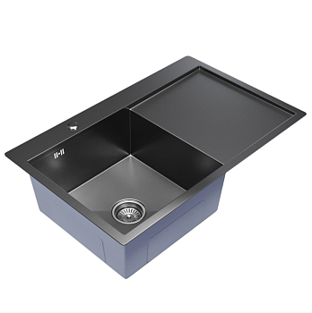 Мойка настол.монтаж 78х50 (3,0) лев. вып 3 1/2  MIXLINE PRO 20см с сифоном (черный графит)