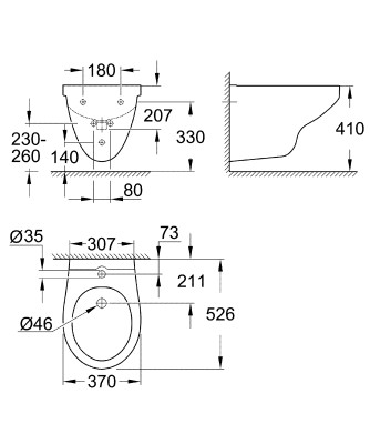 Биде подвесное GROHE Bau Ceramic, альпин-белый 39433000
