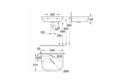 Раковина GROHE Euro Ceramic 65 см, с гигиеническим покрытием, альпин белый 3932300H