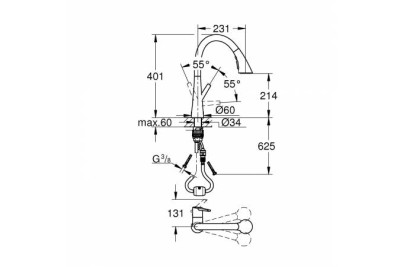 Смеситель для кухни GROHE Zedra New с выдвижной лейкой, хром 32294002