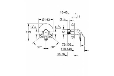 Смеситель для душа GROHE Eurostyle new (внешняя и встраиваемая части), хром 33635003