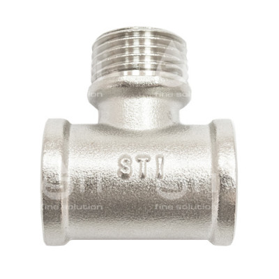 Тройник 15 (1/2") ВР-НР-ВР латун. никель. STI