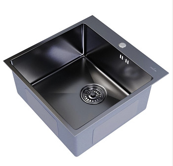 Мойка настол.монтаж 50х50 (3,0) вып 3 1/2  MIXLINE PRO 20см с сифоном (черный графит)