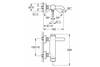 Смеситель для ванны GROHE Essence+, хром 33624001