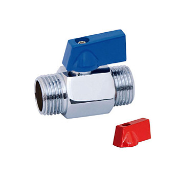 Кран 15 (1/2") НР/НР, (красная+синняя ручка) хром, TIM