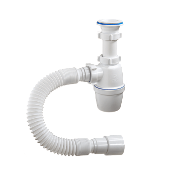 ОРИО сифон бутылочный 1 1/2 х 40 с пластиковой решеткой D-70мм, с гибкой трубой 40-40/50 А-7001