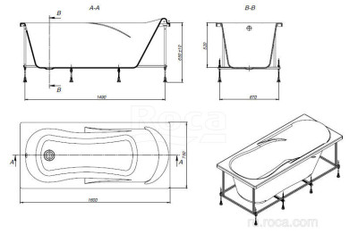 Ванна Roca Uno 160х75 прямоугольная белая ZRU9302869