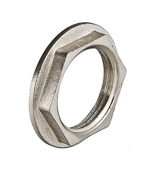Контргайка 15 с ребордой (1/2") латун. никель. Valtec (VTr.655.N.0004)