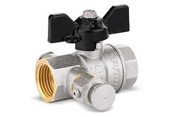 Кран 15 никел. вн/вн бабочка, М20, вода, с дренажем и воздухотв., трехходовой (метрич./трубная резьба) LD Pride (12шт/уп)