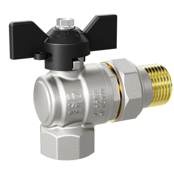 Кран 25 никел. американка бабочка, угловой, вода LD Pride (уп.6шт)