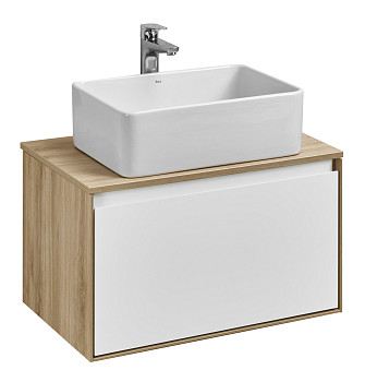 АКВАТОН Тумба-умывальник "Либерти 70" 1 ящик Белый глянец/Дуб Эльвезия 1A279801LYC70