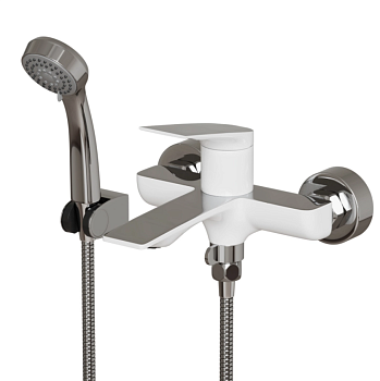 Смеситель для ванны 35k MIXLINE ML41-01 "Swan White" БЕЛЫЙ/ХРОМ