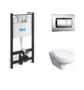 ПЭК  ROCA MATEO 893100010 (инсталл. + унитаз подвесной + сид. SoftClose + клавиша)