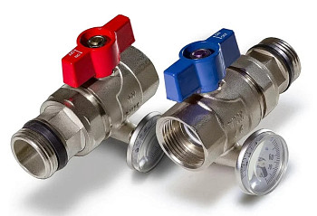 Кран 25 (1") шаровый с термометром для кол.гр.  TIM M308-4T ( 2 шт.)