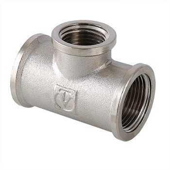 Тройник 32 (1 1/4") ВР-ВР-ВР латун. никель. Valtec (VTr.130.N.0007)
