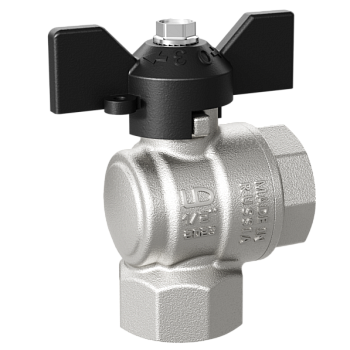 Кран 20 никел. вн/вн бабочка, угловой, вода LD Pride (уп.16шт)