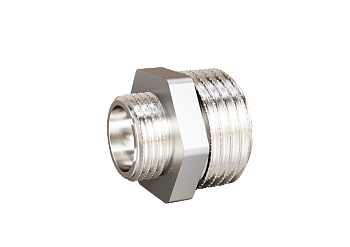 Ниппель 40х32 (1 1/2"НР х 1 1/4"НР) переходной, латунь никель, LD Pride (26 шт/уп)