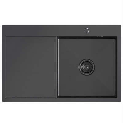 Мойка настол.монтаж 78х50 (3,0) прав. вып 3 1/2  MIXLINE PRO 20см с сифоном (черный графит)