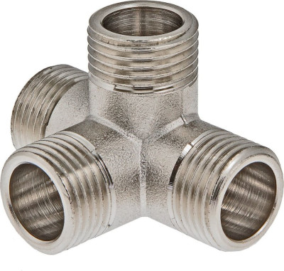 Крестовина 15 (1/2") НР двухплоскостная латун. никель. Valtec (VTr.661.N.0004)