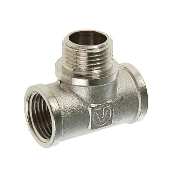 Тройник 20х20х15 (3/4"х3/4"х1/2") вн/нр/вн переходной латун. никель. Valtec (VTr.132.RN.050504)