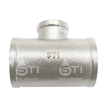 Тройник 20х15х20 (3/4"х1/2"х3/4") ВР переходной латун. никель. STI