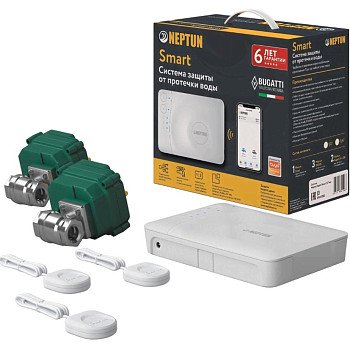 Система контроля протечек 1/2" Neptun Bugatti Smart Tuya (краны 12В)