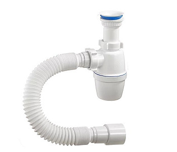 ОРИО сифон бутылочный с пластиковым выпуском D-63мм х 40, с гибкой трубой 40-40/50 А-72059