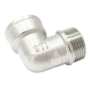 Угольник 15 (1/2") ВР-НР латун. никель. STI