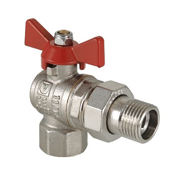 Кран 25 никел. вн/нр американка угловой бабочка, вода Valtec (VT.228.N.06)