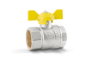 Кран 25 никел. вн/вн бабочка, газ LD Pride (уп.12шт)