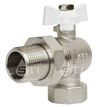 Кран 20 никел. американка угловой бабочка, вода STI