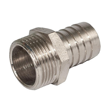 Штуцер 10х15 (10х1/2") с НР латун. никель. Valtec (VTr.650.N.0410)