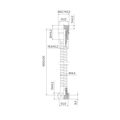 Шланг для душа, EPDM, 1,6 м, 130, Milardo, 130S160M19