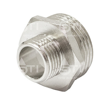 Ниппель 25х20 (1"х3/4") нр/нр переходной латун. никель. STI