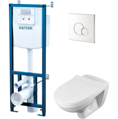 Комплект унитаза с инсталляцией (4в1) Santek Бореаль 1WH501544 с сиденьем Микролифт и клавишей смыва Хром