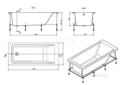 Ванна Roca Easy 170x75 прямоугольная белая ZRU9302899