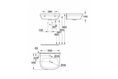 Раковина GROHE Euro Ceramic 55 см, с гигиеническим покрытием, альпин-белый 3933600H
