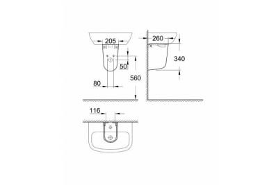 Полупьедестал GROHE Bau Ceramic, альпин-белый 39426000