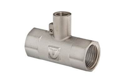 Тройник 15хМ10х15 (1/2"хМ10х1/2") ВН для подкл. датчика температуры латун. никель. Valtec (VTr.250.N.0004)