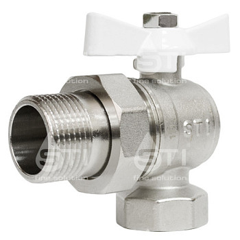 Кран 25 никел. американка угловой бабочка, вода STI